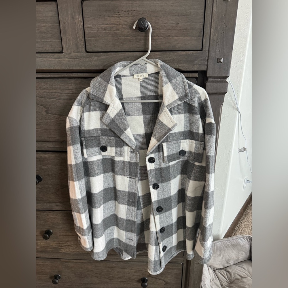 LA MIEL Black and White Checkered Jacket